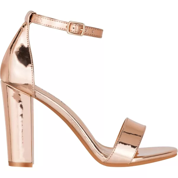 ILLUDE Womens Open Toe Ankle Strap Chunky Block High Heel  Formal Wedding Party Classic Heeled Sandals  RubyRose Gold Patent