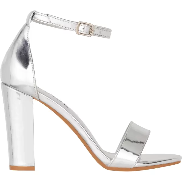 ILLUDE Womens Open Toe Ankle Strap Chunky Block High Heel  Formal Wedding Party Classic Heeled Sandals  RubySilver Patent