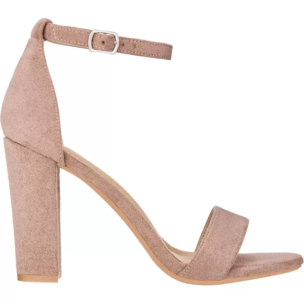 ILLUDE Womens Open Toe Ankle Strap Chunky Block High Heel  Formal Wedding Party Classic Heeled Sandals  RubyTaupe Suede