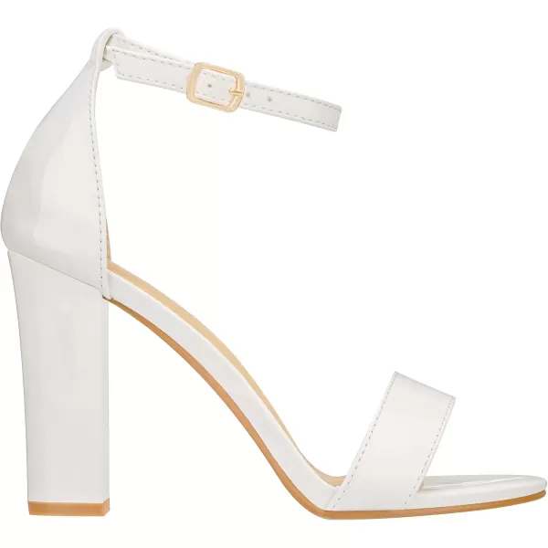 ILLUDE Womens Open Toe Ankle Strap Chunky Block High Heel  Formal Wedding Party Classic Heeled Sandals  RubyWhite Patent
