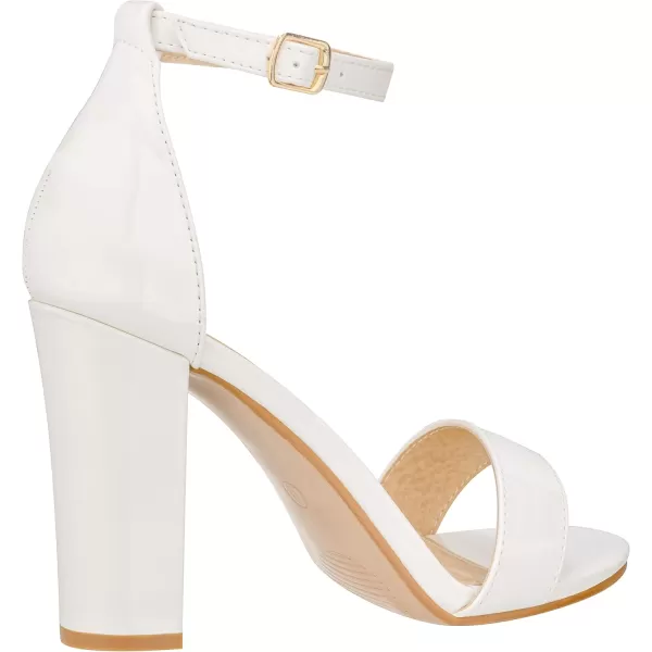 ILLUDE Womens Open Toe Ankle Strap Chunky Block High Heel  Formal Wedding Party Classic Heeled Sandals  RubyWhite Patent
