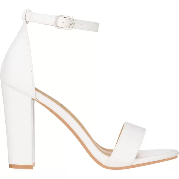 ILLUDE Womens Open Toe Ankle Strap Chunky Block High Heel  Formal Wedding Party Classic Heeled Sandals  RubyWhite Pu