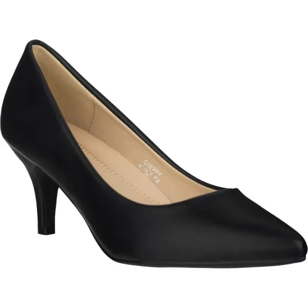 ILLUDE Classic Pointed Toe Pumps  Comfortable Low Stiletto Heel Pump Shoes  CherryBlack Pu