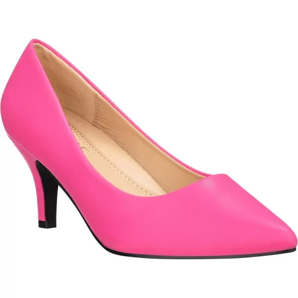 ILLUDE Classic Pointed Toe Pumps  Comfortable Low Stiletto Heel Pump Shoes  CherryFlamingo Pu