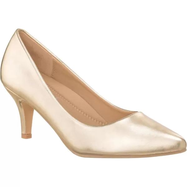 ILLUDE Classic Pointed Toe Pumps  Comfortable Low Stiletto Heel Pump Shoes  CherryGold Pu