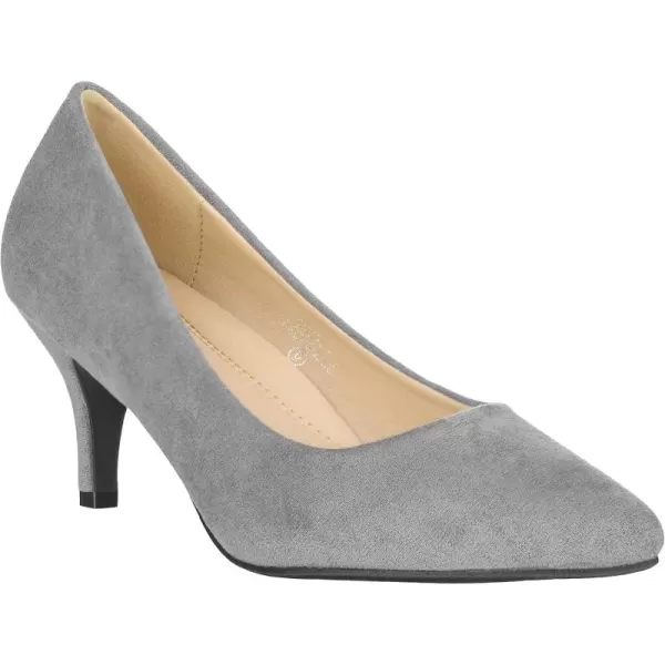 ILLUDE Classic Pointed Toe Pumps  Comfortable Low Stiletto Heel Pump Shoes  CherryGrey Suede