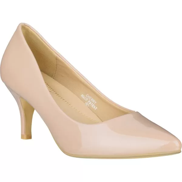 ILLUDE Classic Pointed Toe Pumps  Comfortable Low Stiletto Heel Pump Shoes  CherryNude Patent