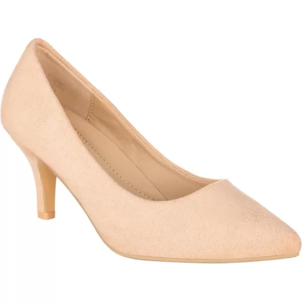 ILLUDE Classic Pointed Toe Pumps  Comfortable Low Stiletto Heel Pump Shoes  CherryNude Suede