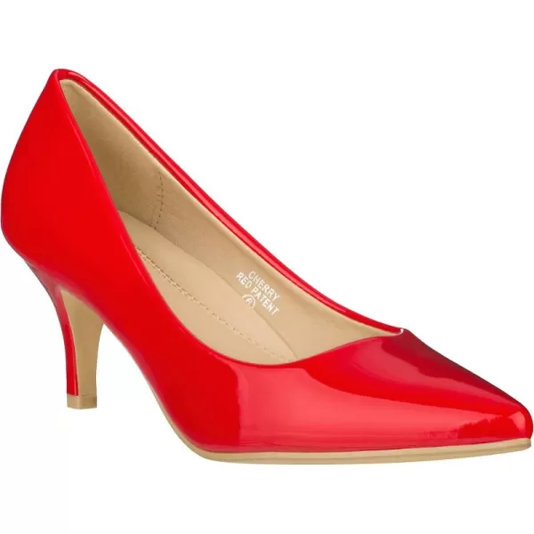 ILLUDE Classic Pointed Toe Pumps  Comfortable Low Stiletto Heel Pump Shoes  CherryRed Patent