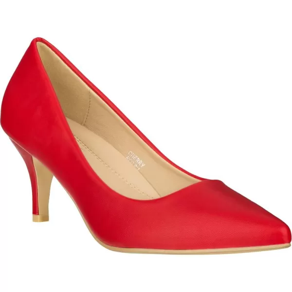 ILLUDE Classic Pointed Toe Pumps  Comfortable Low Stiletto Heel Pump Shoes  CherryRed Pu
