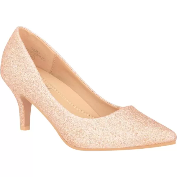 ILLUDE Classic Pointed Toe Pumps  Comfortable Low Stiletto Heel Pump Shoes  CherryRose Gold Glitter