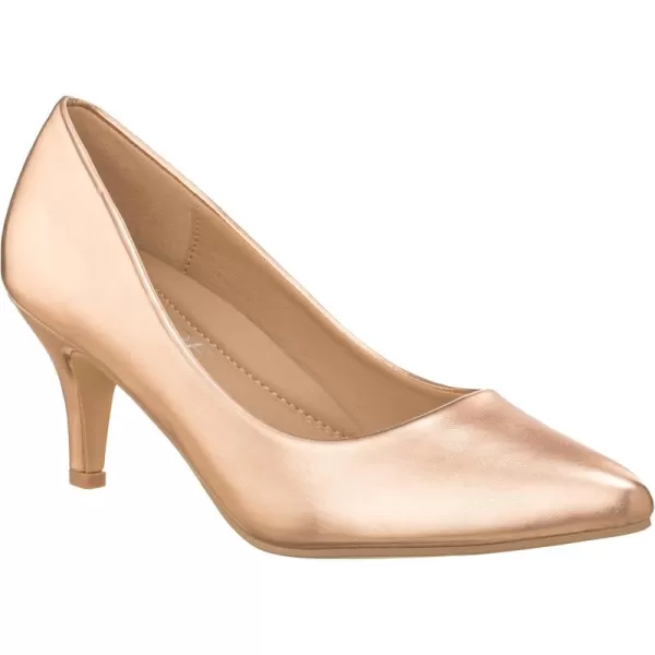 ILLUDE Classic Pointed Toe Pumps  Comfortable Low Stiletto Heel Pump Shoes  CherryRose Gold Pu