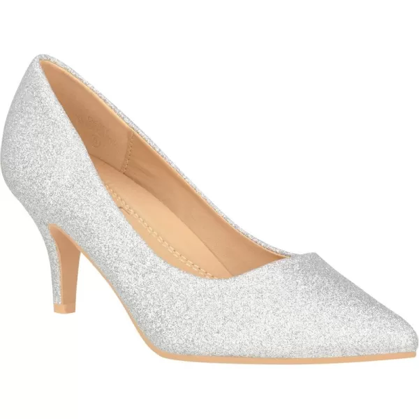 ILLUDE Classic Pointed Toe Pumps  Comfortable Low Stiletto Heel Pump Shoes  CherrySilver Glitter