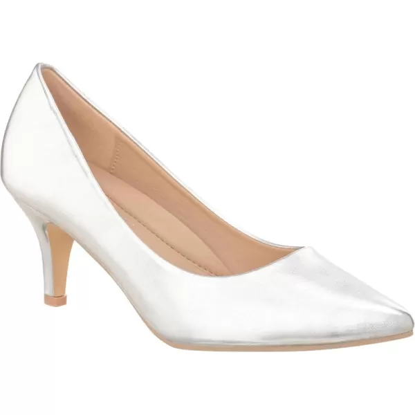 ILLUDE Classic Pointed Toe Pumps  Comfortable Low Stiletto Heel Pump Shoes  CherrySilver Pu
