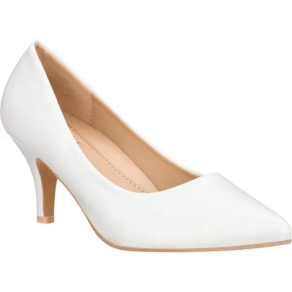 ILLUDE Classic Pointed Toe Pumps  Comfortable Low Stiletto Heel Pump Shoes  CherryWhite Patent
