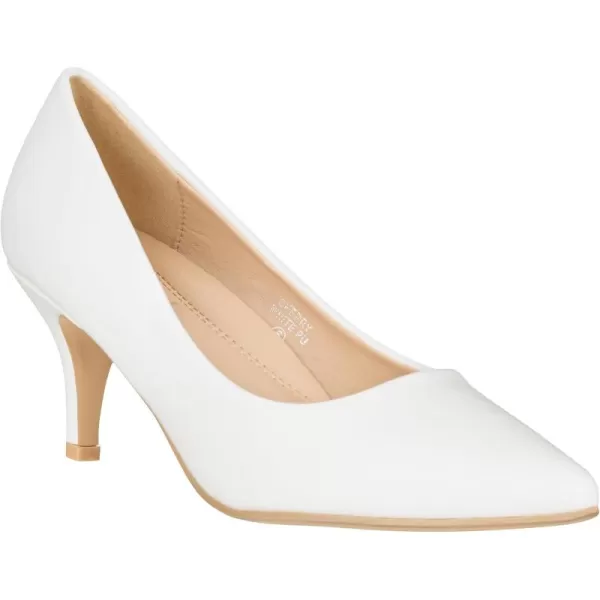ILLUDE Classic Pointed Toe Pumps  Comfortable Low Stiletto Heel Pump Shoes  CherryWhite Pu