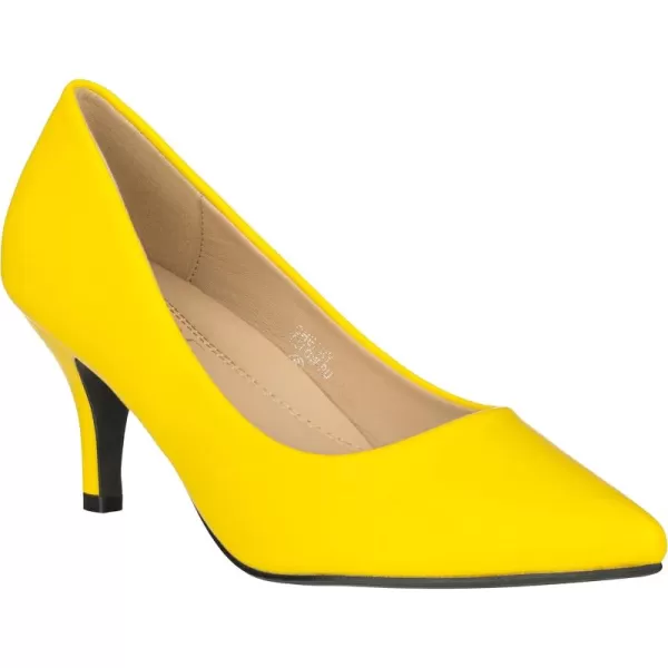 ILLUDE Classic Pointed Toe Pumps  Comfortable Low Stiletto Heel Pump Shoes  CherryYellow Pu