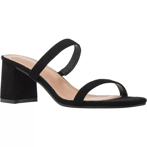 ILLUDE Womens Block Heel Double Band Square Toe Heeled Sandal Slip On Mule  LisaBlack Suede