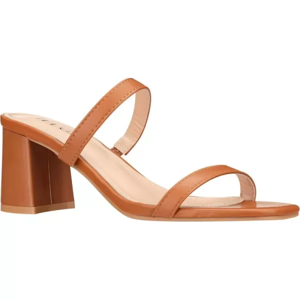 ILLUDE Womens Block Heel Double Band Square Toe Heeled Sandal Slip On Mule  LisaCaramel Pu