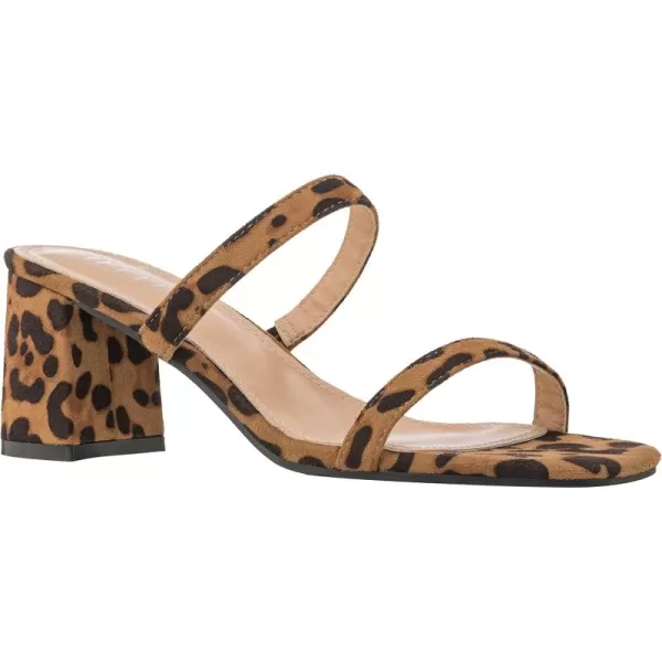 ILLUDE Womens Block Heel Double Band Square Toe Heeled Sandal Slip On Mule  LisaLeopard Suede