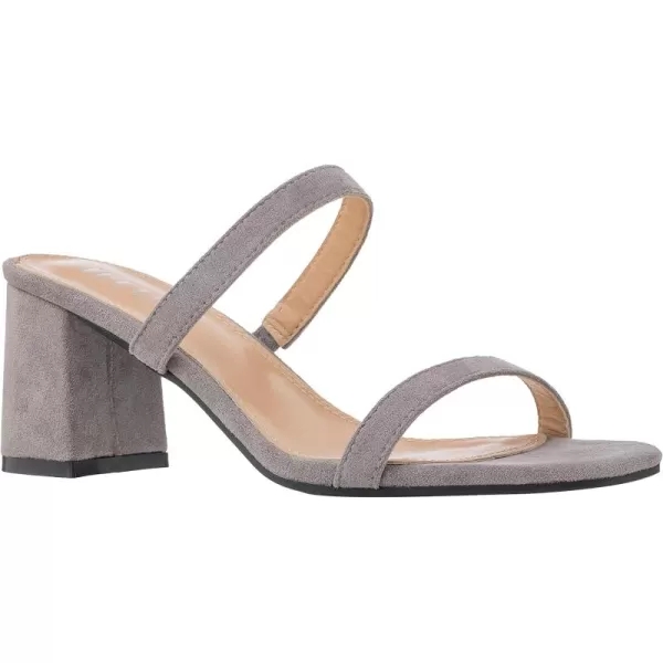 ILLUDE Womens Block Heel Double Band Square Toe Heeled Sandal Slip On Mule  LisaLight Grey Suede