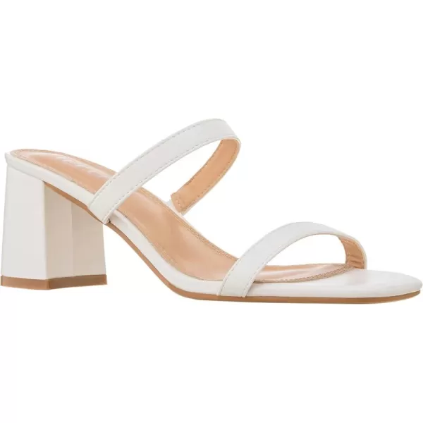 ILLUDE Womens Block Heel Double Band Square Toe Heeled Sandal Slip On Mule  LisaWhite Pu