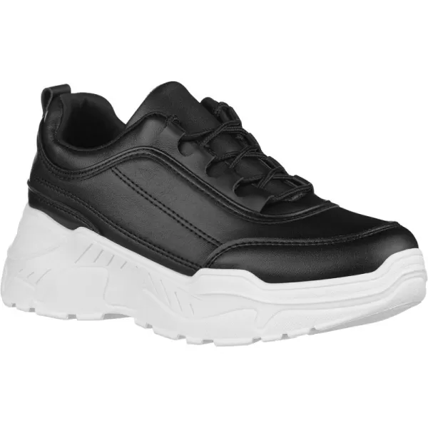 ILLUDE Womens Chunky Platform Sneakers LaceUp Walking Shoes Fashion Chunky Sneakers Causal Dad ShoesBlack