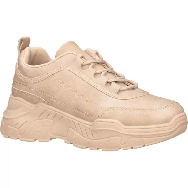 ILLUDE Womens Chunky Platform Sneakers LaceUp Walking Shoes Fashion Chunky Sneakers Causal Dad ShoesNude Nubuck