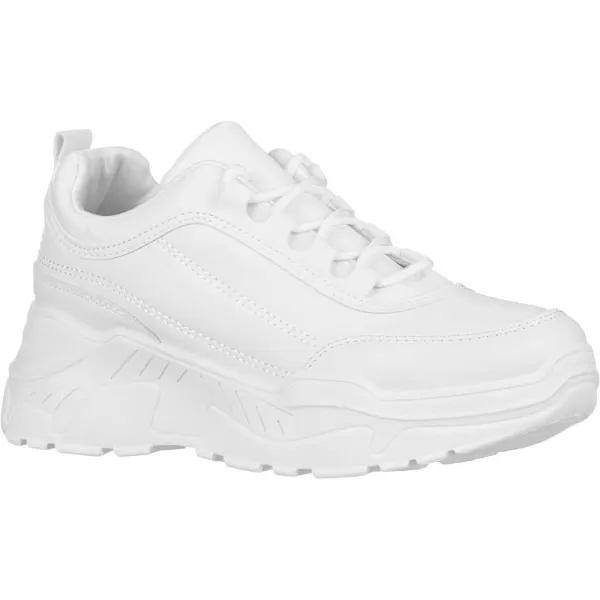 ILLUDE Womens Chunky Platform Sneakers LaceUp Walking Shoes Fashion Chunky Sneakers Causal Dad ShoesWhite