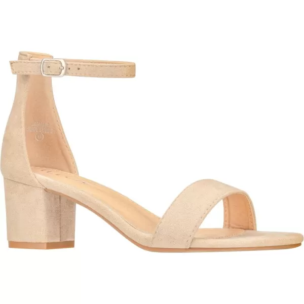 ILLUDE Womens Fashion Ankle Strap Kitten Heel Sandals  Adorable Cute Low Block Heel  JasmineBeige Suede