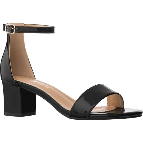 ILLUDE Womens Fashion Ankle Strap Kitten Heel Sandals  Adorable Cute Low Block Heel  JasmineBlack Patent