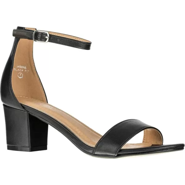 ILLUDE Womens Fashion Ankle Strap Kitten Heel Sandals  Adorable Cute Low Block Heel  JasmineBlack Pu