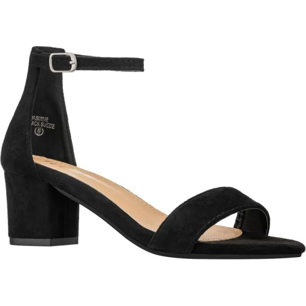 ILLUDE Womens Fashion Ankle Strap Kitten Heel Sandals  Adorable Cute Low Block Heel  JasmineBlack Suede
