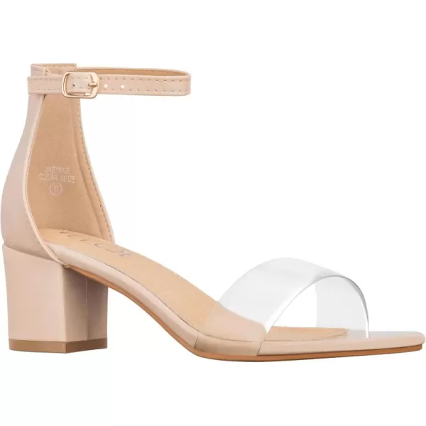 ILLUDE Womens Fashion Ankle Strap Kitten Heel Sandals  Adorable Cute Low Block Heel  JasmineClear Nude