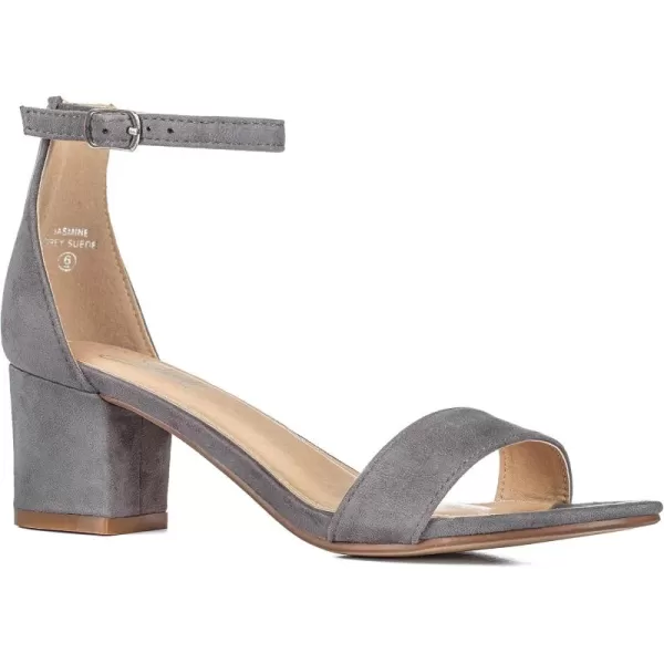ILLUDE Womens Fashion Ankle Strap Kitten Heel Sandals  Adorable Cute Low Block Heel  JasmineGrey Suede