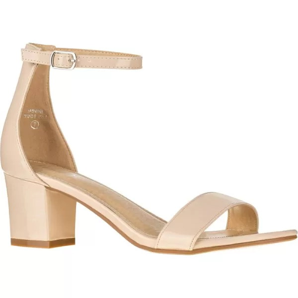 ILLUDE Womens Fashion Ankle Strap Kitten Heel Sandals  Adorable Cute Low Block Heel  JasmineNude Patent