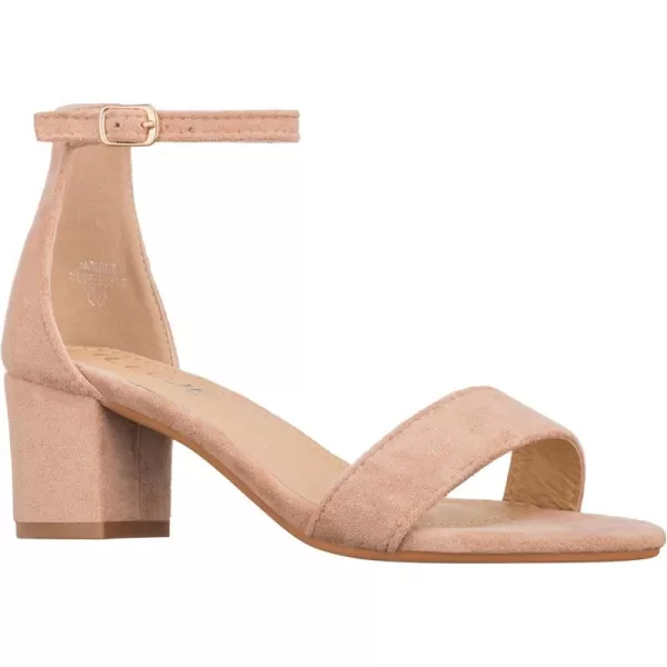 ILLUDE Womens Fashion Ankle Strap Kitten Heel Sandals  Adorable Cute Low Block Heel  JasmineNude Suede