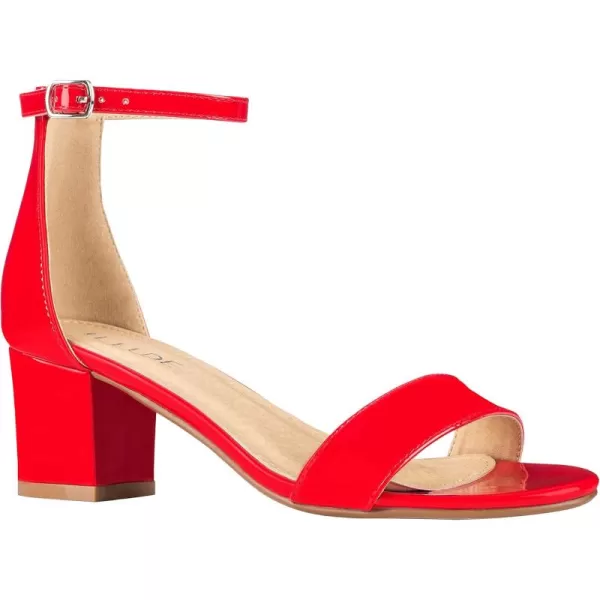 ILLUDE Womens Fashion Ankle Strap Kitten Heel Sandals  Adorable Cute Low Block Heel  JasmineRed Patent