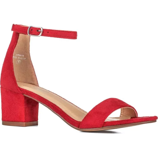 ILLUDE Womens Fashion Ankle Strap Kitten Heel Sandals  Adorable Cute Low Block Heel  JasmineRed Suede