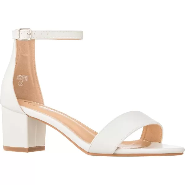 ILLUDE Womens Fashion Ankle Strap Kitten Heel Sandals  Adorable Cute Low Block Heel  JasmineWhite Pu