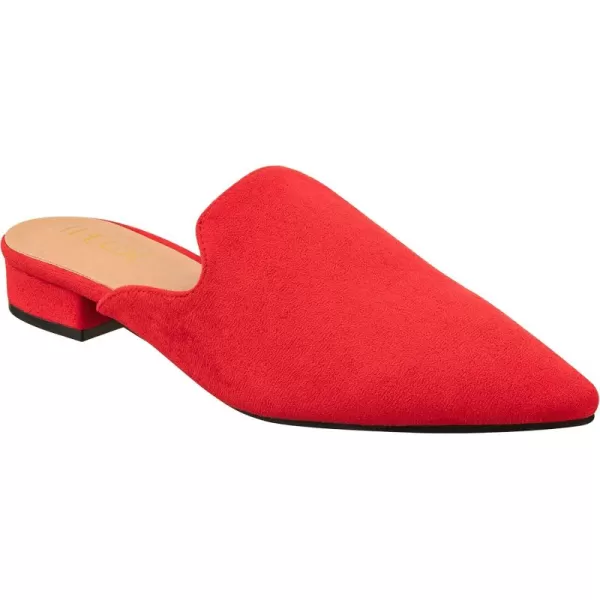 ILLUDE Womens Flat Mules Pointed Toe Backless Slip on Slides Loafer ShoesRed Suede