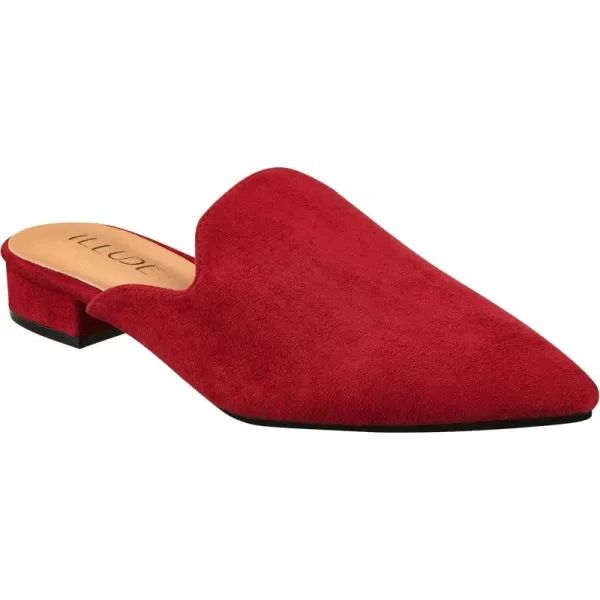 ILLUDE Womens Flat Mules Pointed Toe Backless Slip on Slides Loafer ShoesWine Suede
