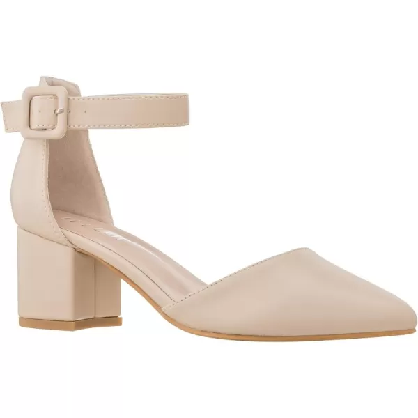 ILLUDE Womens Heels Pointy Closed Toe Pump Ankle Strap Chunky Low Block HeelsNude Pu