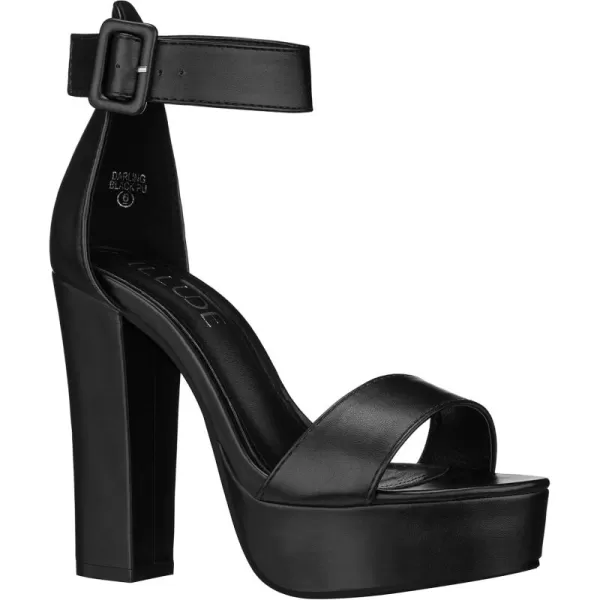 ILLUDE Womens High Heel Platform Sandals Ankle Strap Chunky Heel Sexy Party Heeled Sandals  DarlingBlack Pu