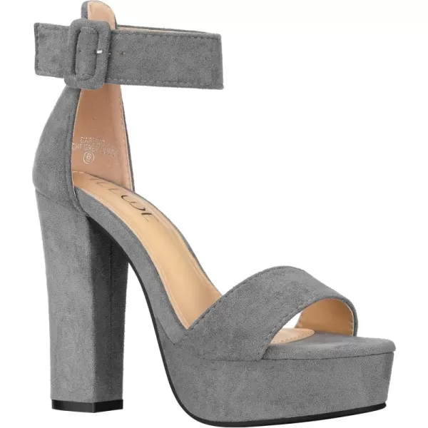 ILLUDE Womens High Heel Platform Sandals Ankle Strap Chunky Heel Sexy Party Heeled Sandals  DarlingLight Grey Suede