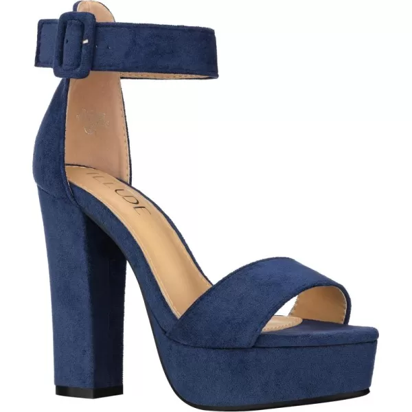 ILLUDE Womens High Heel Platform Sandals Ankle Strap Chunky Heel Sexy Party Heeled Sandals  DarlingNavy Suede
