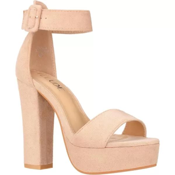 ILLUDE Womens High Heel Platform Sandals Ankle Strap Chunky Heel Sexy Party Heeled Sandals  DarlingNude Suede