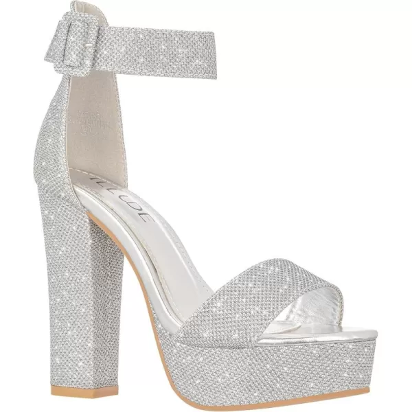 ILLUDE Womens High Heel Platform Sandals Ankle Strap Chunky Heel Sexy Party Heeled Sandals  DarlingSilver Glitter