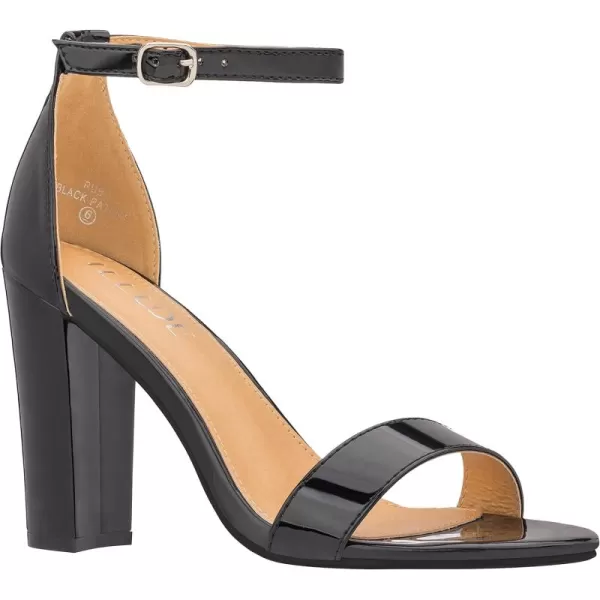 ILLUDE Womens Open Toe Ankle Strap Chunky Block High Heel  Formal Wedding Party Classic Heeled Sandals  RubyBlack Patent