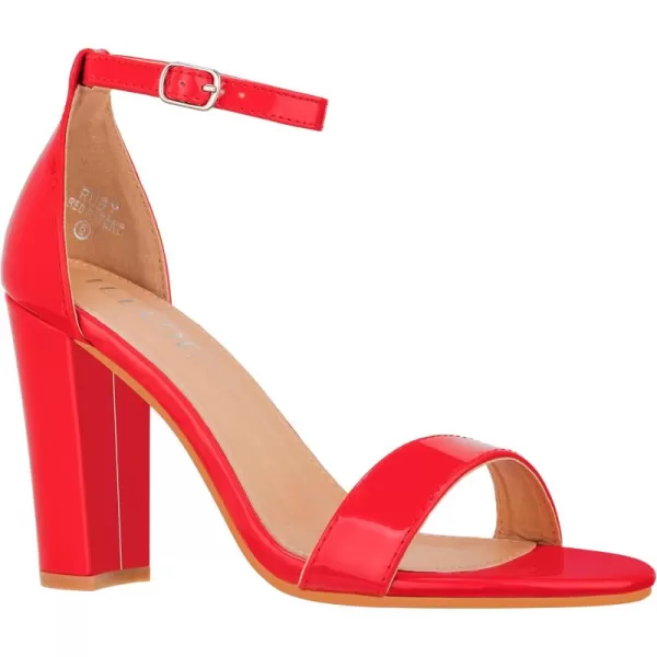 ILLUDE Womens Open Toe Ankle Strap Chunky Block High Heel  Formal Wedding Party Classic Heeled Sandals  RubyRed Patent